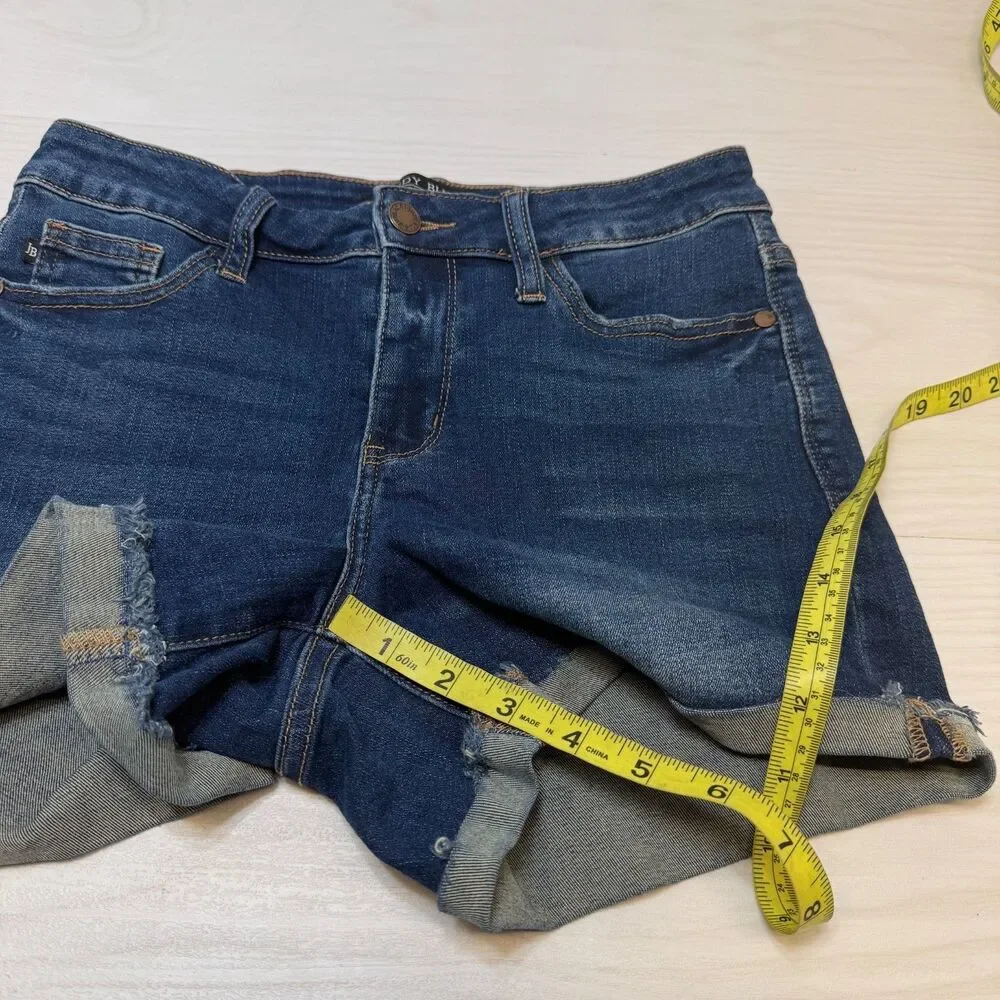 Judy Blue Denim Jean Pull On Shorts Women's‎ S Stretch Medium Dark Wash Cuffed